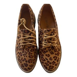 Nature Breeze NWOT Leopard Print Oxford Lace-up Platform Size 6
